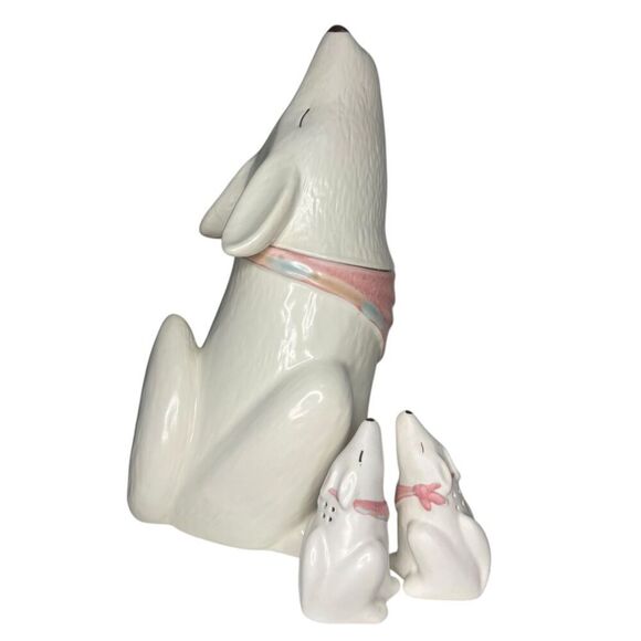 Vintage Treasure Craft Howling Wolf Coyote Cookie Jar Salt & Pepper Shakers 80s - Picture 1 of 10